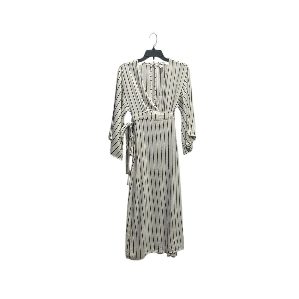 Billabong Robe Life White and Black Plunge Neck Striped Dress small - Picture 2 of 15
